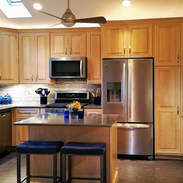 Natural Maple Kitchen Refacing Project With New Island