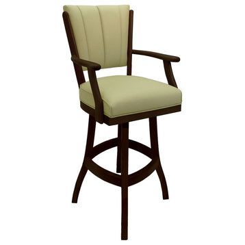 Classic Counter Bar Stools 26" 30" Extra Tall 34", Ocean Beige Vinyl, Roasted Brown, 34"