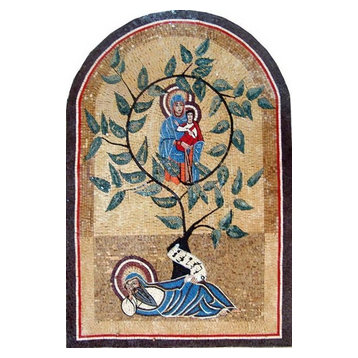 Spiritual Mosaic of The Tree of Life Arched Mosaic, 71"x102"