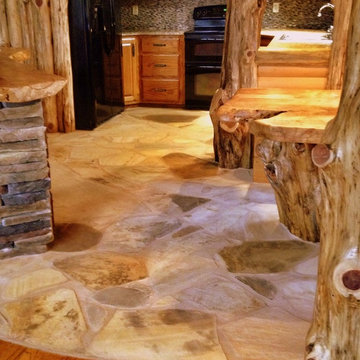 Cedar Log Kitchen Flagstone Floor After