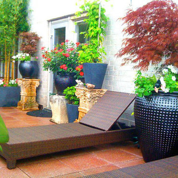 Manhattan Terrace Deck: Roof Garden, Pavers, Chaise Lounge, Containers, Ceramic