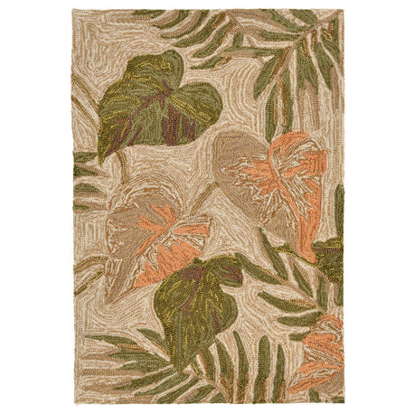 Ravella Tropical Leaf Indoor/Outdoor Rug Neutral, 2'x3'