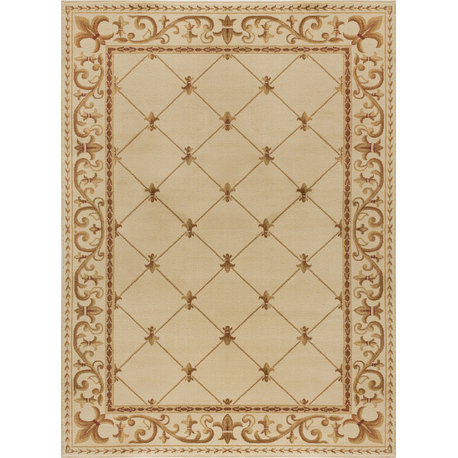 Orleans Traditional Border Area Rug, Ivory, 10'6"x14'6"