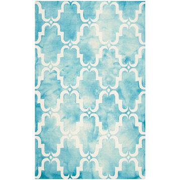 Safavieh Dip Dye Ddy536D Turquoise, Ivory Area Rug, 6'x9'