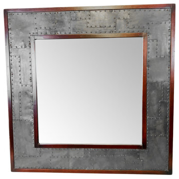 Vintage Industrial Iron Square Mirror
