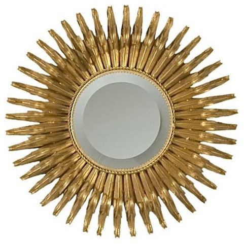 Global Views Small Gold Leaf Sunburst Mirror with Security Hardware