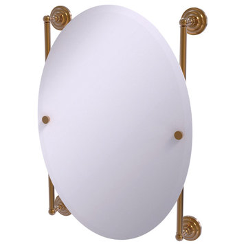 Que New Oval Frameless Rail Mounted Mirror, Brushed Bronze