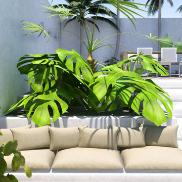 Contemporary tropical backyard