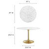 Lippa 48" Round Artificial Marble Dining Table in Gold White