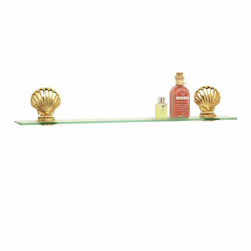 Bathroom  Glass Shelf Bright Brass Brackets 23 5/8"L |