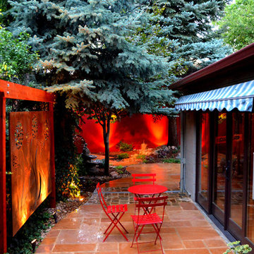 Accent Lighting Enhances the Usability of this Distinct Yard
