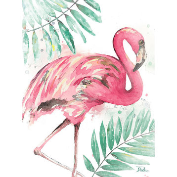 "Watercolor Leaf Flamingo II" Canvas Art, 16"x24"