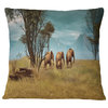 African Elephants Panorama African Throw Pillow, 16"x16"