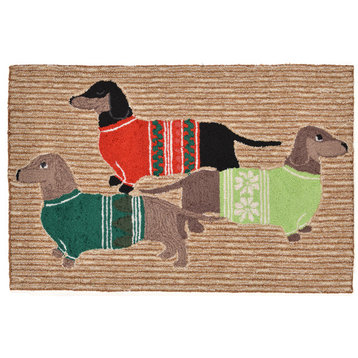 Frontporch Holiday Hounds Indoor/Outdoor Rug Neutral 1'8"x2' 6"