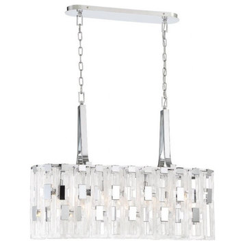 Transitional 7-Light Oval Chandelier Clear Glass - Oval Design - 28.75 x 11