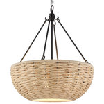 Golden Lighting - Golden Lighting Hathaway 4-Light Pendant, Matte Black, 1073-4PBLK - Add casual country-cottage flair to your space with Hathaway. Thick natural fiber rope is interlaced in woven fashion to create a basket shade. A smooth, Matte Black finish creates visual contrast. Light gently peeks through the rope and spills down from the open-bottom shade.