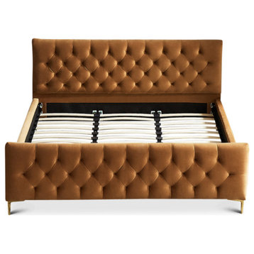 Astoria Mid-Century Modern Tufted Velvet Platform Bed, King