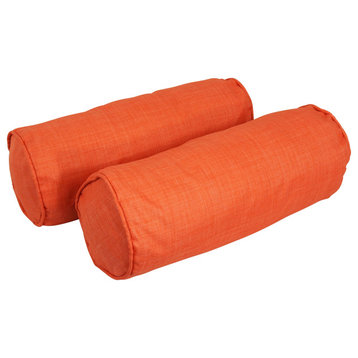 20"X8" Double-Corded Bolster Pillows With Inserts, Set of 2, Tangerine Dream