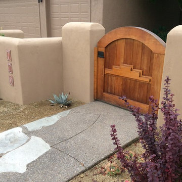 Spanish Style Entry Gate with Coastal Bronze Contemporary Gate Latch
