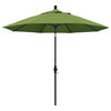 9' Stone Black Collar Tilt Crank Lift Aluminum Umbrella, Sunbrella, Spectrum Cilantro