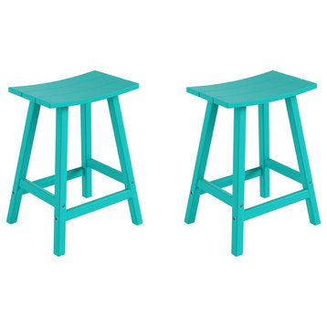 WestinTrends 2PC 24" Outdoor Adirondack Backless Counter Stool Set, Turquoise