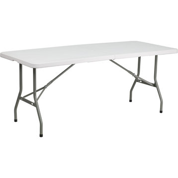 30"x72" Bi-Fold Granite White Plastic Folding Table