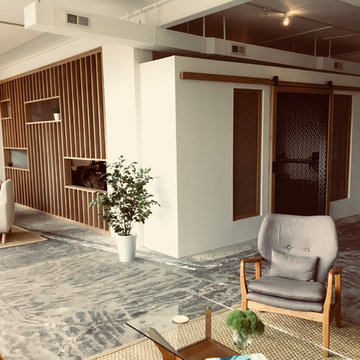 Custom Laser Cut Sliding Door Install and Interior Wide Space View