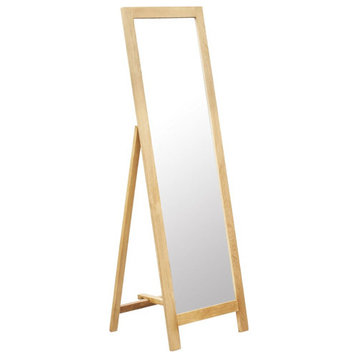 vidaXL Floor Mirror Vanity Standing Mirror Full Length Mirror Solid Oak Wood