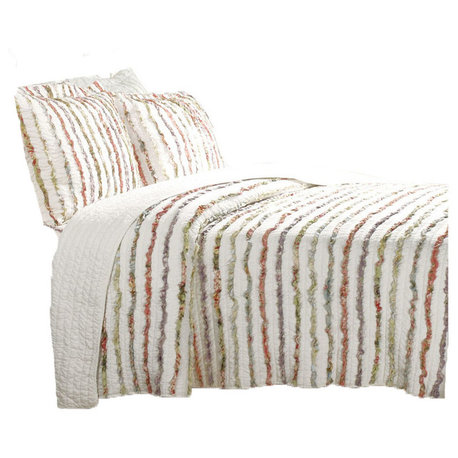 Greenland Bella Ruffle Collection Quilt Set, Full/Queen