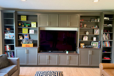 Example of a minimalist family room design in Other