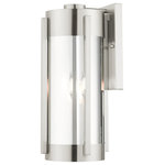 Livex Lighting - Livex Lighting Sheridan 3 Light Brushed Nickel Large Outdoor Wall Lantern - The Sheridan outdoor collection has a clean, crisp look and contemporary appeal. This three-light stainless steel large wall lantern has a brushed nickel finish and features electrical plated smoke glass.