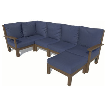 Bespoke 6-Piece Sectional Set With Ottoman, Navy Blue/Weathered Acorn