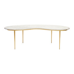 Worlds Away Bean Coffee Table Gold Leaf W/ Marble Top - Coffee Tables