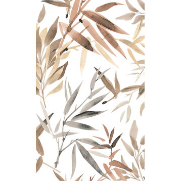 Textured Bamboo Leaves Tropical Wallpaper, Terracotta, Double Roll
