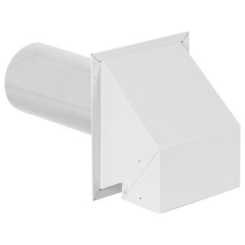 Imperial VT0501-B R2 Wall Exhaust Dryer Vent Hood 4" with 12" Tail Pipe, White