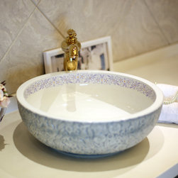 Carved flower painted ceramic sink - Bathroom Sinks