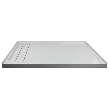 Transolid Linear 60"x32" Shower Base With Left Hand Drain, Gray