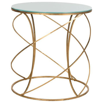 Cagney Glass Top Round Accent Table, Fox2535A