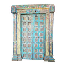Consigned Om Antique Indian Doors Peacock Carved 1958 Architecture Design Door