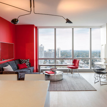 Open Kitchen/Living Room - Essential Modern Red Black and White