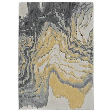 Weave and Wander Omari Contemporary Watercolor Rug, Slate, 5'x8'