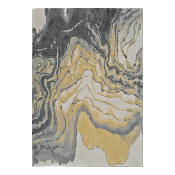 Weave & Wander Milania Watercolor Effect Rug, Gray/Yellow, 5'x8'