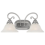 Livex Lighting - Coronado Bath Light, Brushed Nickel - Classic brushed nickel two light fixture paired with white alabaster glass. Timeless in its vintage appeal, this light is stylish for both new and restored homes.