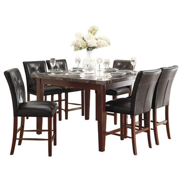 7-Piece Davall Dining Set Counter Height Table and 6 Chair, Espresso