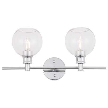 Chrome Finish And Clear Glass 2-Light Wall Sconce