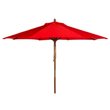 Safavieh Cannes 9' Wooden Outdoor Umbrella, Red