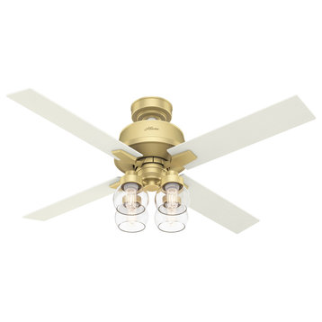 Hunter 52" Viven Modern Brass Ceiling Fan With LED Light Kit and Remote Control