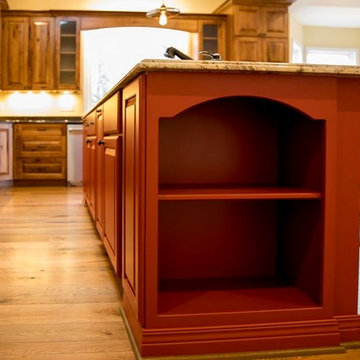 Custom island with shelving space.