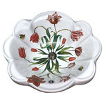 Atlantis Porcelain Art, Corp. - AP-1504 "TULIPS & BUTTERFLIES" Hand painted drop-in bathroom sink. - "TULIPS & BUTTERFLIES" Shown on AP-1504 white Star drop-in bathroom sink. Colors can be customized to fit your specific décor.