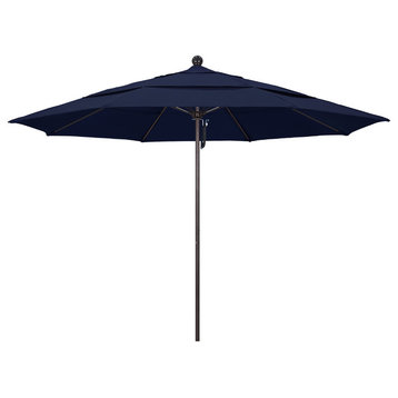 11' Fiberglass Umbrella Bronze, Olefin, Navy Blue, 11'